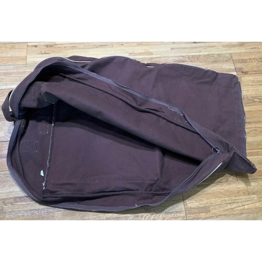 Lands End Square Rigger Garment Bag Brown Canvas Vintage Retro Travel Y2K 90s